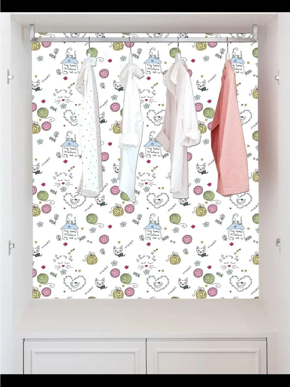 3 Rolls of Cute Cat & Floral Pattern Print Peel and Stick Wallpaper
